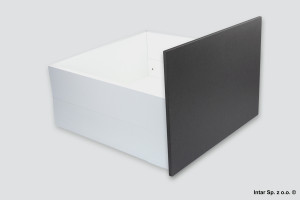 Komplet - Szuflada MERIVOBOX, 424625, Wys. E, BOXCAP+ZF4.50I2-INSERTA, L=500 mm, 40kg., Mocow. frontu INSERTA, ZF4.10I2, Jedwabiście biały mat, BLUM