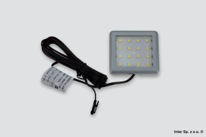 Oprawa LED kwadrat, SQUARE2-AL-60K-01, 12V, 1,5W Aluminium, Biały zimny, Przewód 2000 mm, DESIGN LIGHT