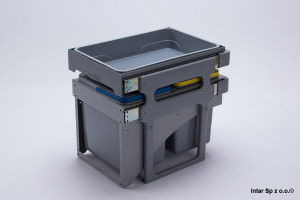 Segregator na śmieci FORZA, PB-91474100PCT, S-400 mm, 1x16L+2x8L, Z mocowaniem do frontu, GTV