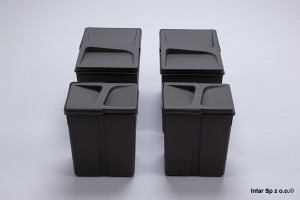 Segregator na śmieci VARIO, 820010801 + 820123201, S-900 mm, 2x15L+2x7L, Tacka + Pojemniki, UNION PLAST