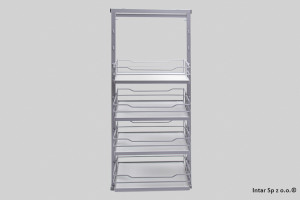 Kosz Cargo MIDI czteropoziomowy PRESTIGE SUPREME, W-5000D-300.P22, H-1410 mm, S-300 mm, Srebrny, NOMET