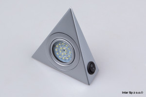Oprawa trójkątna LED z włącznikiem, LD-OPT60S-53, 12V, 1.4W, Aluminium, Biały zimny, GTV