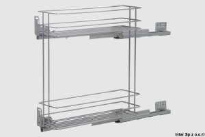 Kosz Cargo MINI dwupoziomowe boczne STANDARD PRO, W-2333M-150L.P22, S-150 mm, Lewy, Miękki domyk, Lakier, Srebrny, NOMET