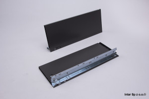 Boki do szuflady LEGRABOX PURE, 770C6502S, L-650 mm, Wys. C, R+L, Antracyt matowy, BLUM