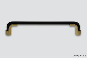 Uchwyt meblowy HERMES, C-6515.P61-TL77, S=160 mm, Czarny mat/Złoty mat, NOMET