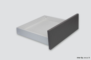Komplet - Szuflada MERIVOBOX, 424571, Wys. M, L=300 mm, 40kg., Mocowanie frontu INSERTA ZF4.10I2, Szary Indium mat, BLUM