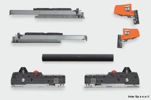 Komplet - Szuflada MOVENTO, L-600 mm, 40kg, Ze sprzęgłami, Tip-On L3 Blumotion S, BLUM