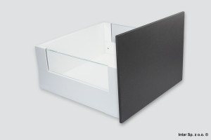 Komplet - Szuflada MERIVOBOX, 425821, Wys. E+BOXCOVER+ZF4.50I2-INSERTA, L=300 mm, 40kg., Mocowanie frontu na INSERTA ZF4.10I2, Antracyt mat, BLUM