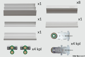 Zestaw GEMINI 18 linia FOCUS, 05540, L-3000 mm x 2700 mm, 4 skrzydła, Srebrny, SEVROLL