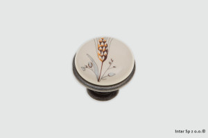 Gałka meblowa DG19-011-MLK-5-A, L-29 mm, Porcelana/Stare srebro, DC POLSKA