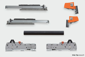 Komplet - Szuflada MOVENTO, L-450 mm, 40kg, Ze sprzęgłami, Tip-On L1 Blumotion S, BLUM