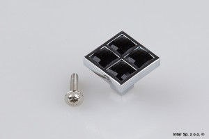 Gałka meblowa z czarnym kryształem CD3022-G2-CK, L-26 mm, Chrom, DC POLSKA