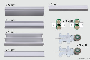 Zestaw GEMINI 18 linia ALFA, 05501, L-2350 mm x 2700 mm, 3 skrzydła, Srebrny, SEVROLL