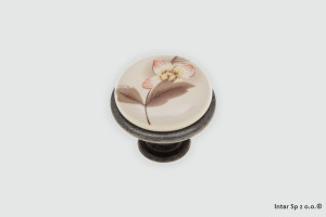 Gałka meblowa DG19-011-MLK-7-A, L-29 mm, Porcelana/Stare srebro, DC POLSKA