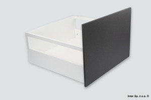 Komplet - Szuflada MERIVOBOX, 425824, Wys. E+Reling+ZF4.5002-wkręty, L=300 mm, 40kg., Mocowanie frontu na wkręty ZF4.1002, Jedwabiście biały mat, BLUM