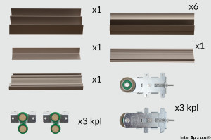 Zestaw GEMINI 18 linia ALFA, 05497, L-2350 mm x 2700 mm, 3 skrzydła, Jasny brąz, SEVROLL