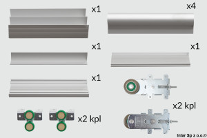 Zestaw GEMINI 18 linia FOCUS, 05538, L-1700 mm x 2700 mm, 2 skrzydła, Srebrny, SEVROLL