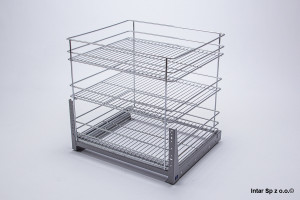 Kosz Cargo MINI trzypoziomowe STANDARD, W-2312M-600.P22, S-600 mm, Mi臋kki domyk, Srebrny, NOMET