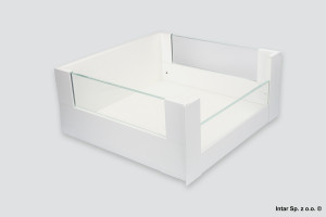 Komplet - Szuflada wewnętrzna MERIVOBOX, 425147, Wys. E+Szkło+mocowanie frontu ZI4.4ES1, L=450 mm, 40kg., Bez frontu ZV4.1042NN, Bez szkła ZE4H1058G, Szary Indium mat, BLUM