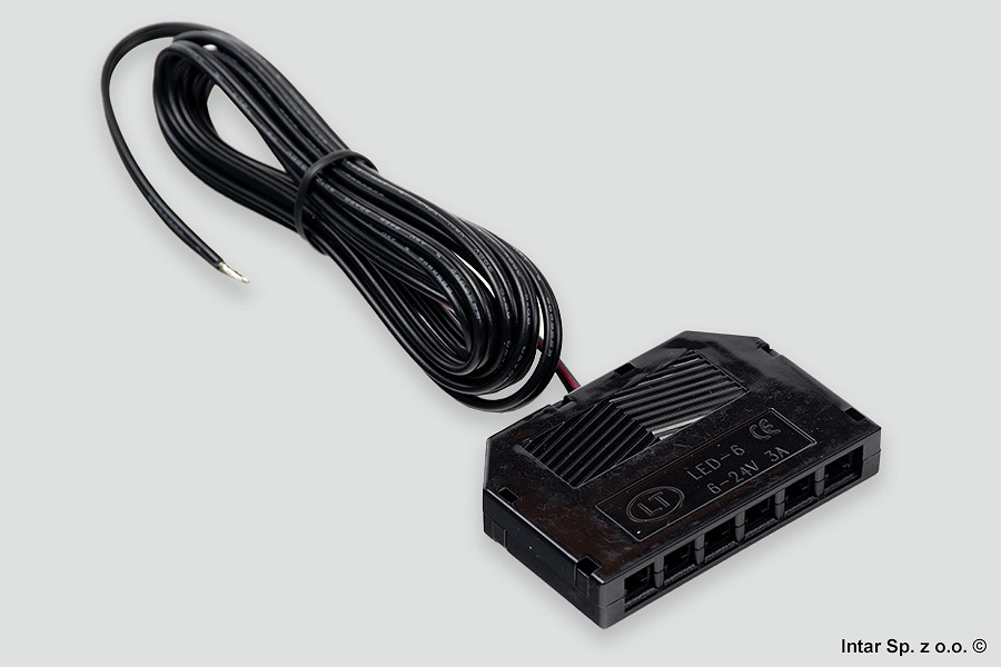 Rozdzielacz MINI 6-pkt., OKSZ-2M-LED-6-CZ-V03, Przewód 2 m