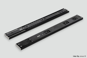 Prowadnica kulkowa H-45 mm SVQ, 06347, L-400 mm, 30 kg, Z systemem miękkiego domyku, Pełen wysuw, Czarny, SEVROLL
