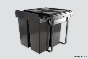 Segregator na śmieci 600, PB-45-MF342X17-60A, 34L+2x17L, Z mocowaniem do frontu, Antracyt, GTV