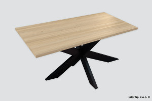 Stół prostokątny na nogach metalowych WY02.0802.01.055 Noga podwójny X lakier czarny, Blat laminat 8431 Dąb Nagano SN, 25x800x1200 Intar
