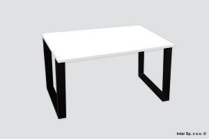 Stół prostokątny na nogach metalowych WH02.2918.01.055 (80x40 725x700 lakier czarny) Blat laminat 8685 Biały Alpejski PE 25x700x1200 Intar