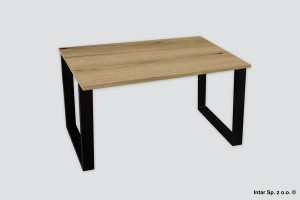 Stół prostokątny na nogach metalowych WH02.2899.01.055 (80x10 725x700 lakier czarny) Blat laminat K365 Dąb Evoke Przybrzeżny PW 25x800x1400 Intar