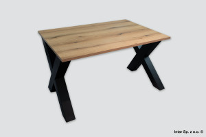Stół prostokątny na nogach metalowych WY02.0803.01.055 Noga X lakier czarny, Blat laminat K365 Dąb Evoke Przybrzeżny PW, 25x800x1400 Intar