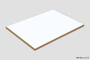 Płyta MDF akrylowa, 1-str., 5000B, Bianco, Rauvisio Brilliant Połysk, Z warstwą przeciwprężną pod kolor laminatu, Gr. 17,9 mm, 2800x1300 mm, REHAU