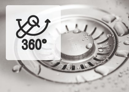 Wylewka obrotowa 360° - pełen zakres ruchu